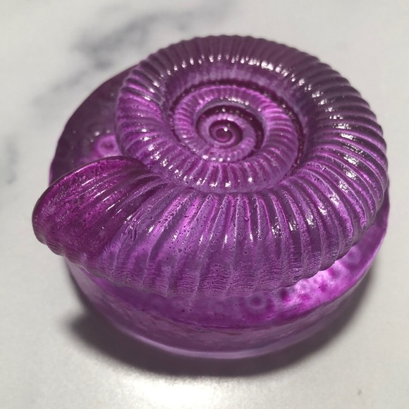 Artisan Hand Crafted Purple Art Glass Paperweight Seashell Signed Numbered - Picture 8 of 11